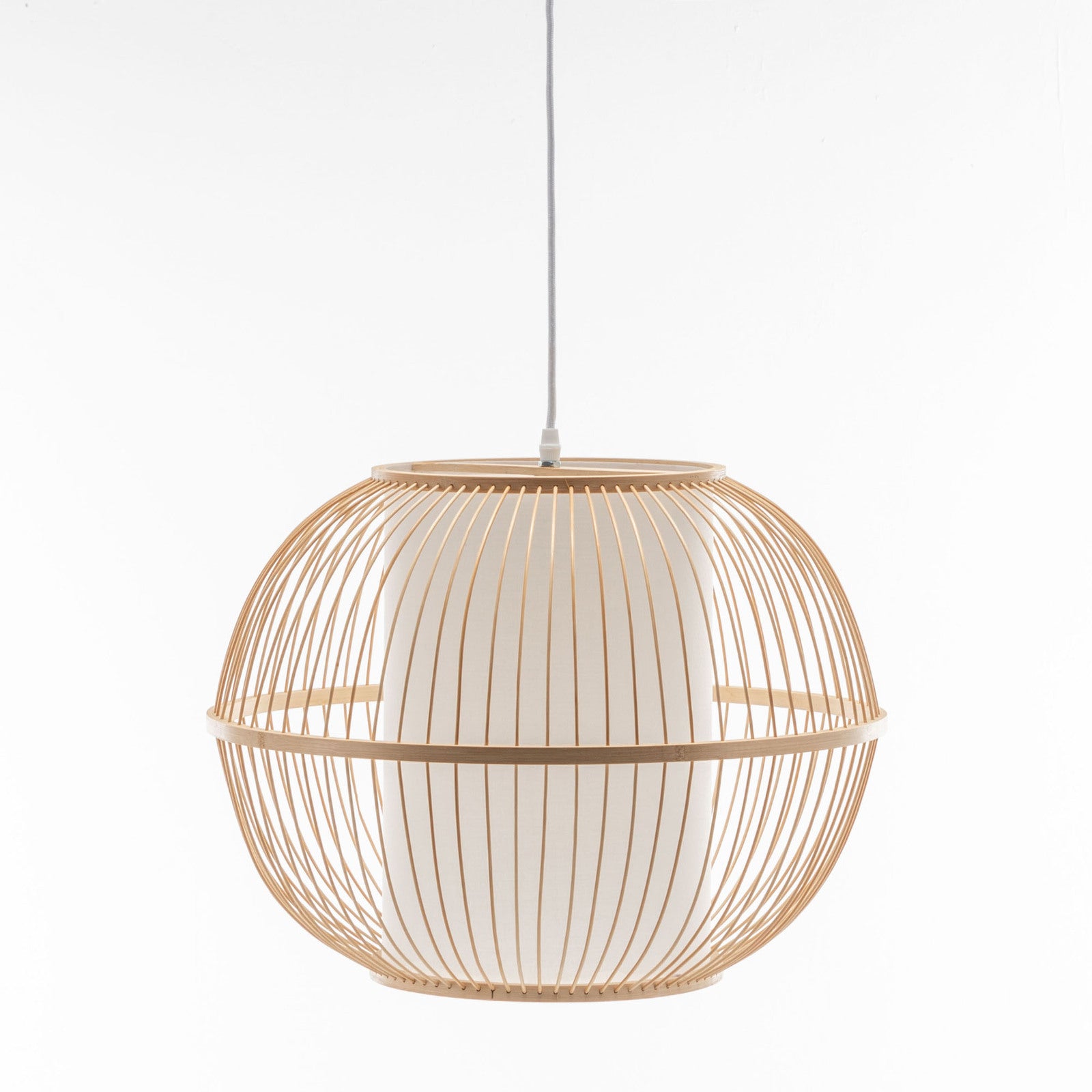 Natural Woven Bamboo Sphere Pendant Lamp Hanging Light Bell Shade Boho Tropical - TRENDZ