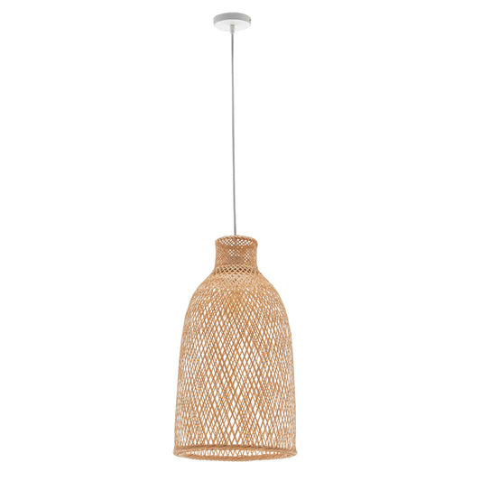 Natural Woven Bamboo Cone Pendant Lamp Hanging Light Bell Shade Boho Tropical - TRENDZ