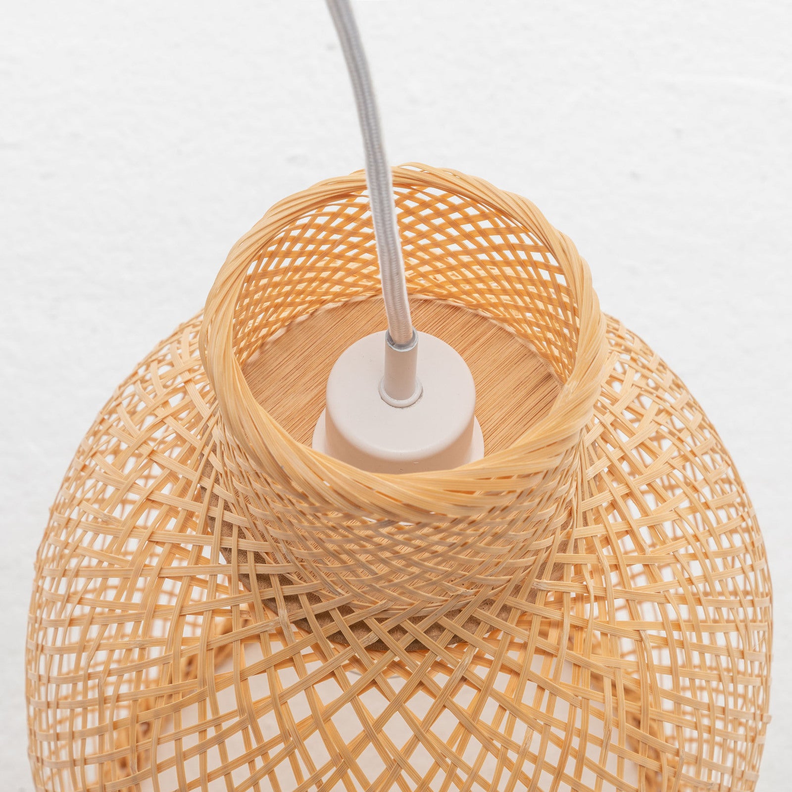 Natural Woven Bamboo Cone Pendant Lamp Hanging Light Bell Shade Boho Tropical - TRENDZ