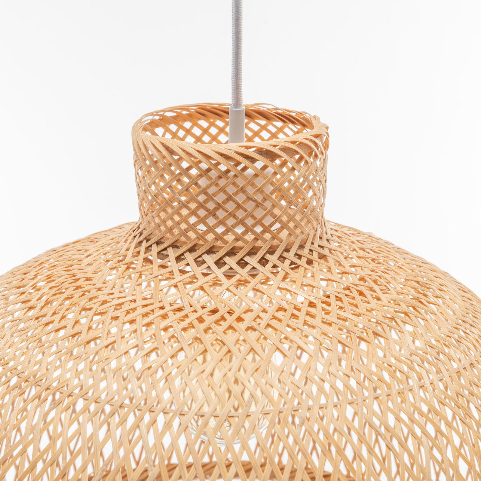 Natural Hand Woven Bamboo Dome Pendant Lamp Hanging Light Rattan Style - TRENDZ