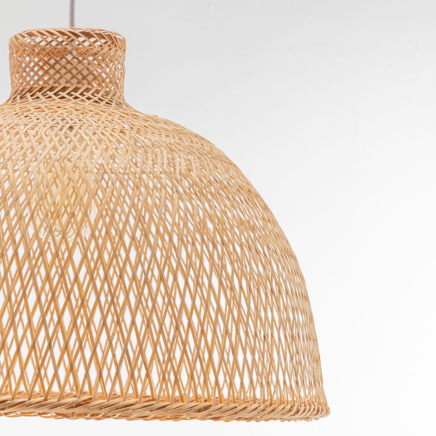 Natural Hand Woven Bamboo Dome Pendant Lamp Hanging Light Rattan Style - TRENDZ