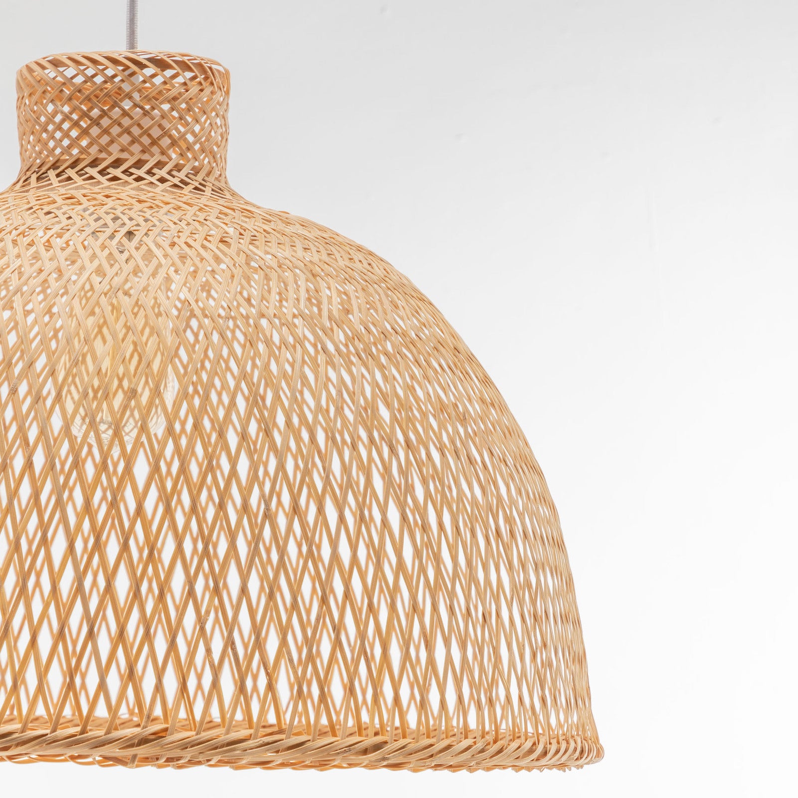 Natural Hand Woven Bamboo Dome Pendant Lamp Hanging Light Rattan Style - TRENDZ