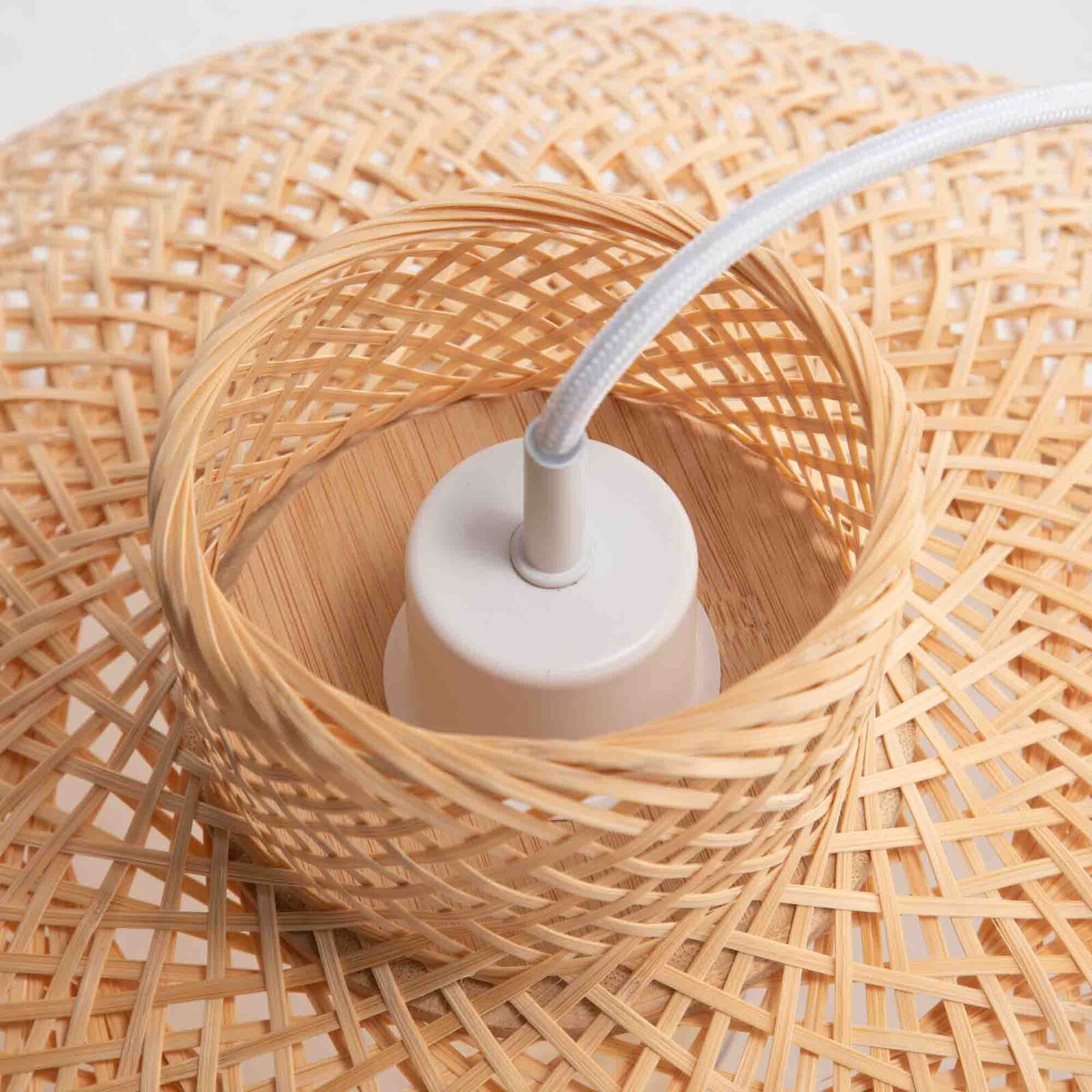 Natural Hand Woven Bamboo Dome Pendant Lamp Hanging Light Rattan Style - TRENDZ