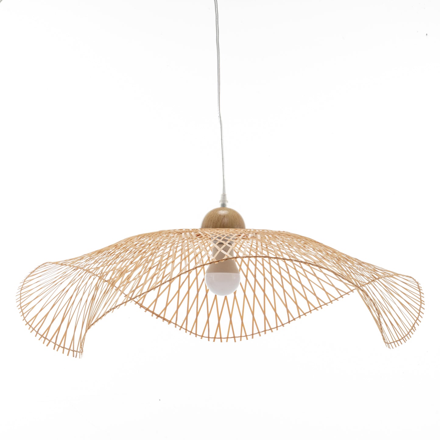 Serene Natural Hand-Woven Bamboo Wave Pendant Lamp Light - Large - TRENDZ