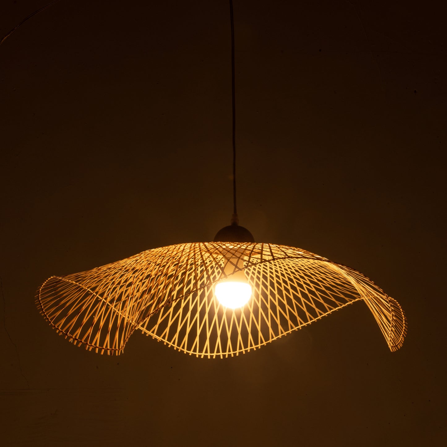 Serene Natural Hand-Woven Bamboo Wave Pendant Lamp Light - Large - TRENDZ