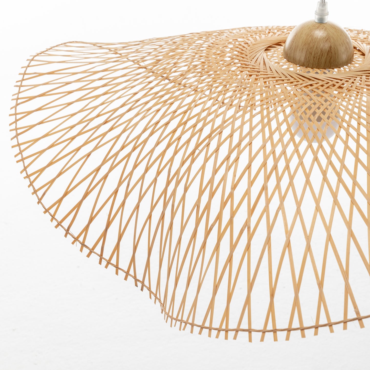 Serene Natural Hand-Woven Bamboo Wave Pendant Lamp Light - Large - TRENDZ