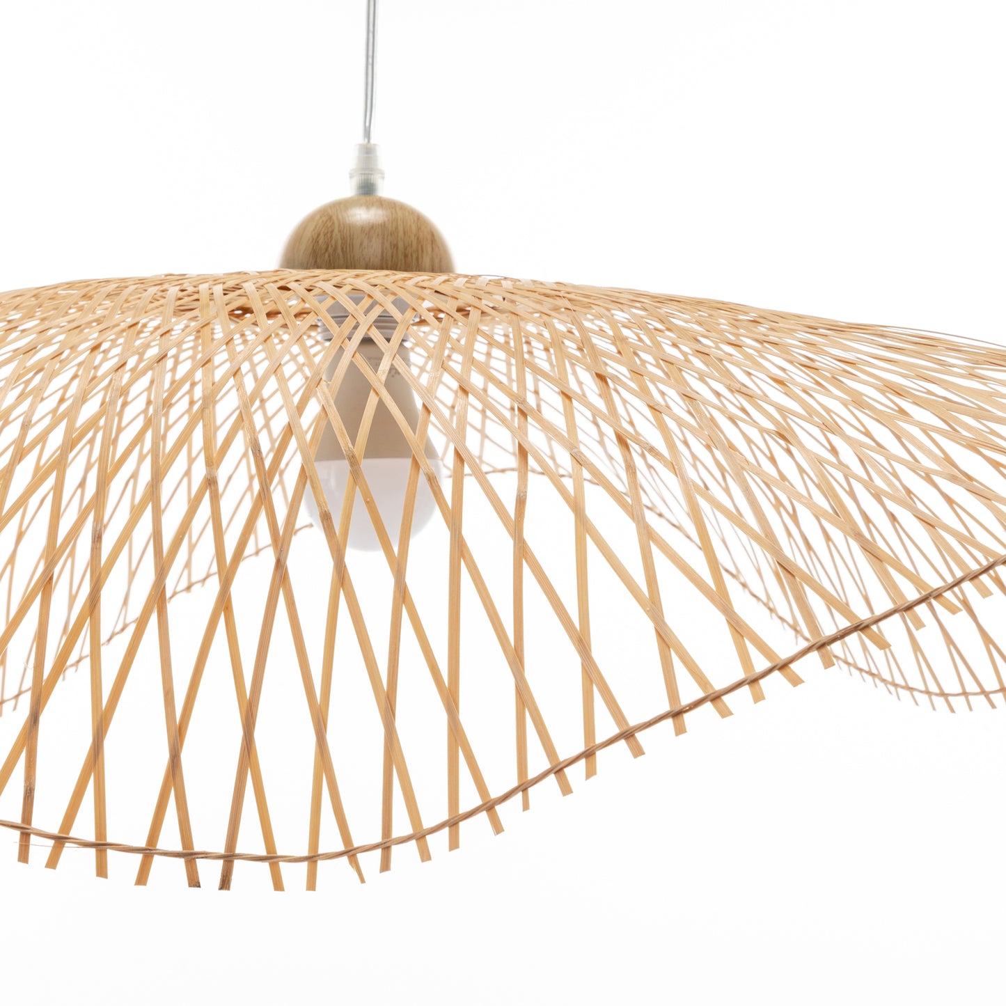 Serene Natural Hand-Woven Bamboo Wave Pendant Lamp Light - Large - TRENDZ