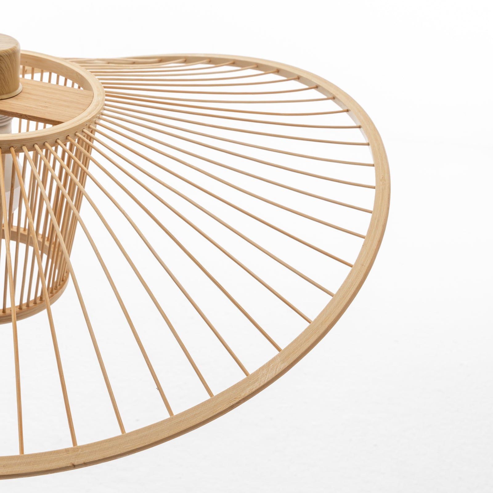 Elysian Breeze Natural Hand-Woven Bamboo Wide Brim Pendant Lamp - TRENDZ