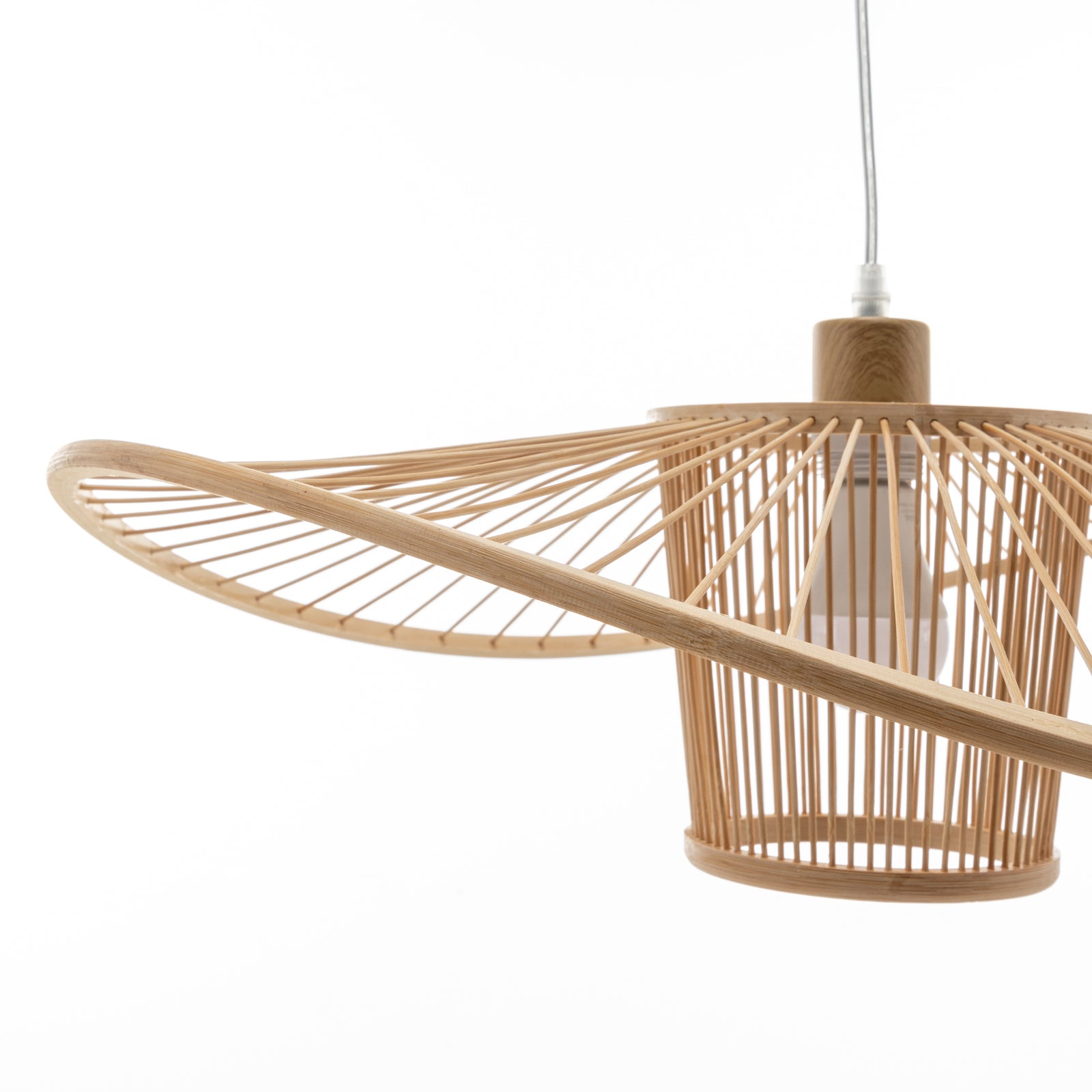 Elysian Breeze Natural Hand-Woven Bamboo Wide Brim Pendant Lamp - TRENDZ