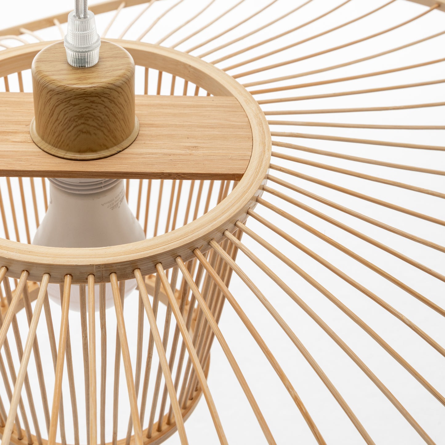 Elysian Breeze Natural Hand-Woven Bamboo Wide Brim Pendant Lamp - TRENDZ