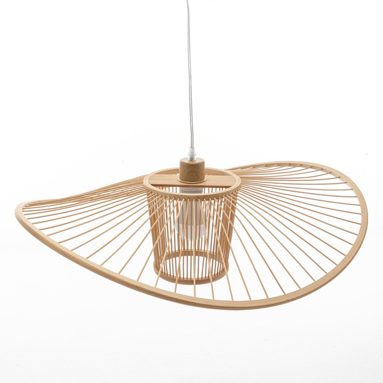 Elysian Breeze Natural Hand-Woven Bamboo Wide Brim Pendant Lamp - TRENDZ