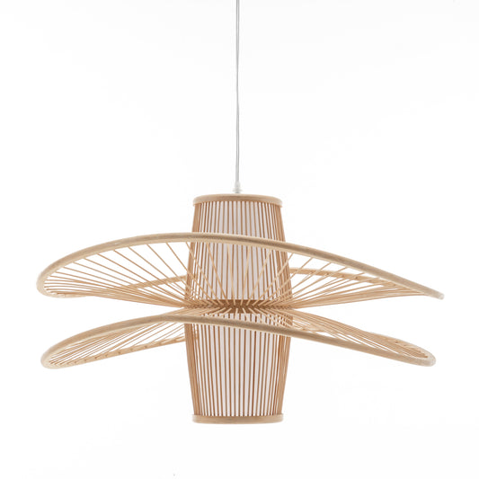 Elysian Breeze Double Natural Hand-Woven Bamboo Double Wide Pendant Lamp Light - TRENDZ