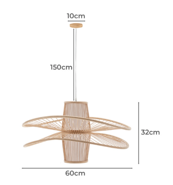 Elysian Breeze Double Natural Hand-Woven Bamboo Double Wide Pendant Lamp Light - TRENDZ