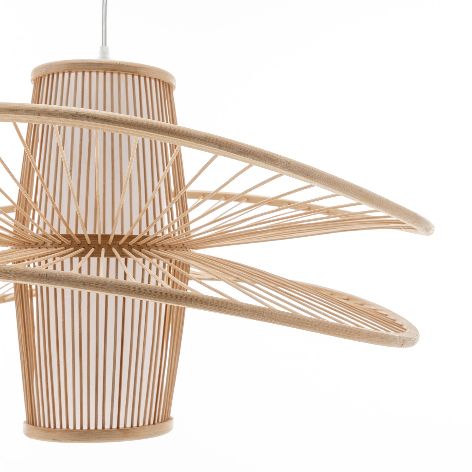 Elysian Breeze Double Natural Hand-Woven Bamboo Double Wide Pendant Lamp Light - TRENDZ