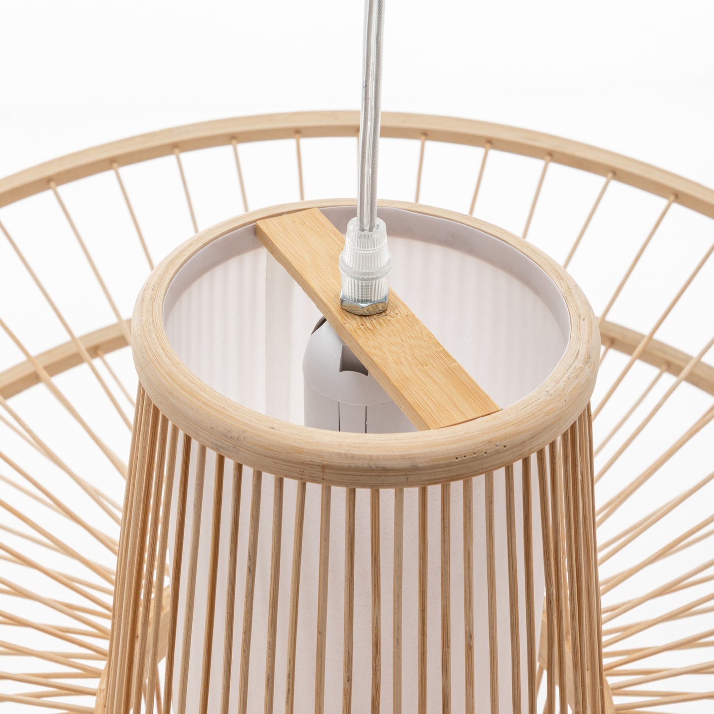 Elysian Breeze Double Natural Hand-Woven Bamboo Double Wide Pendant Lamp Light - TRENDZ