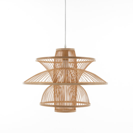 Aurora Natural Hand-Woven Bamboo 3-Layer Pendant Lamp Light - TRENDZ