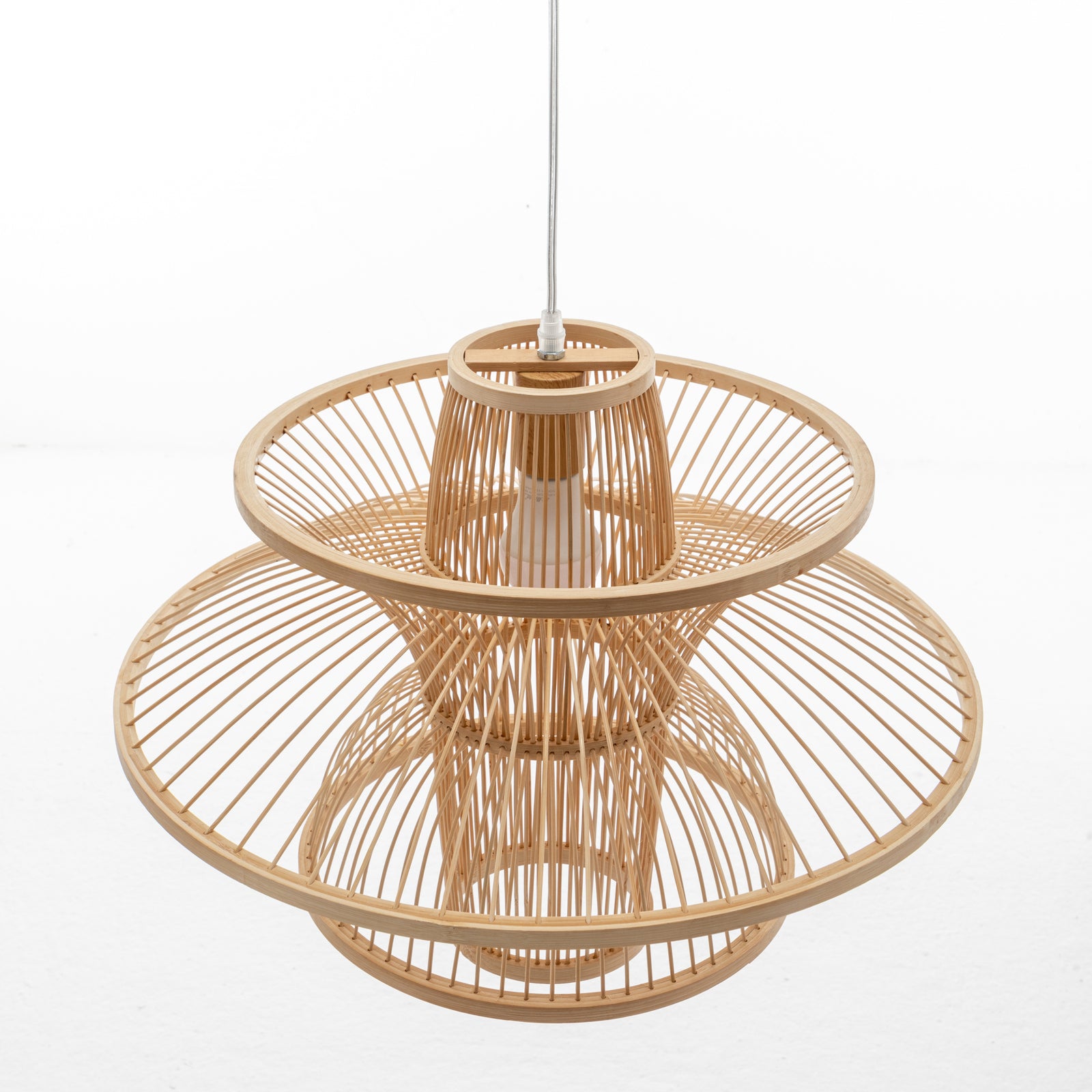 Aurora Natural Hand-Woven Bamboo 3-Layer Pendant Lamp Light - TRENDZ
