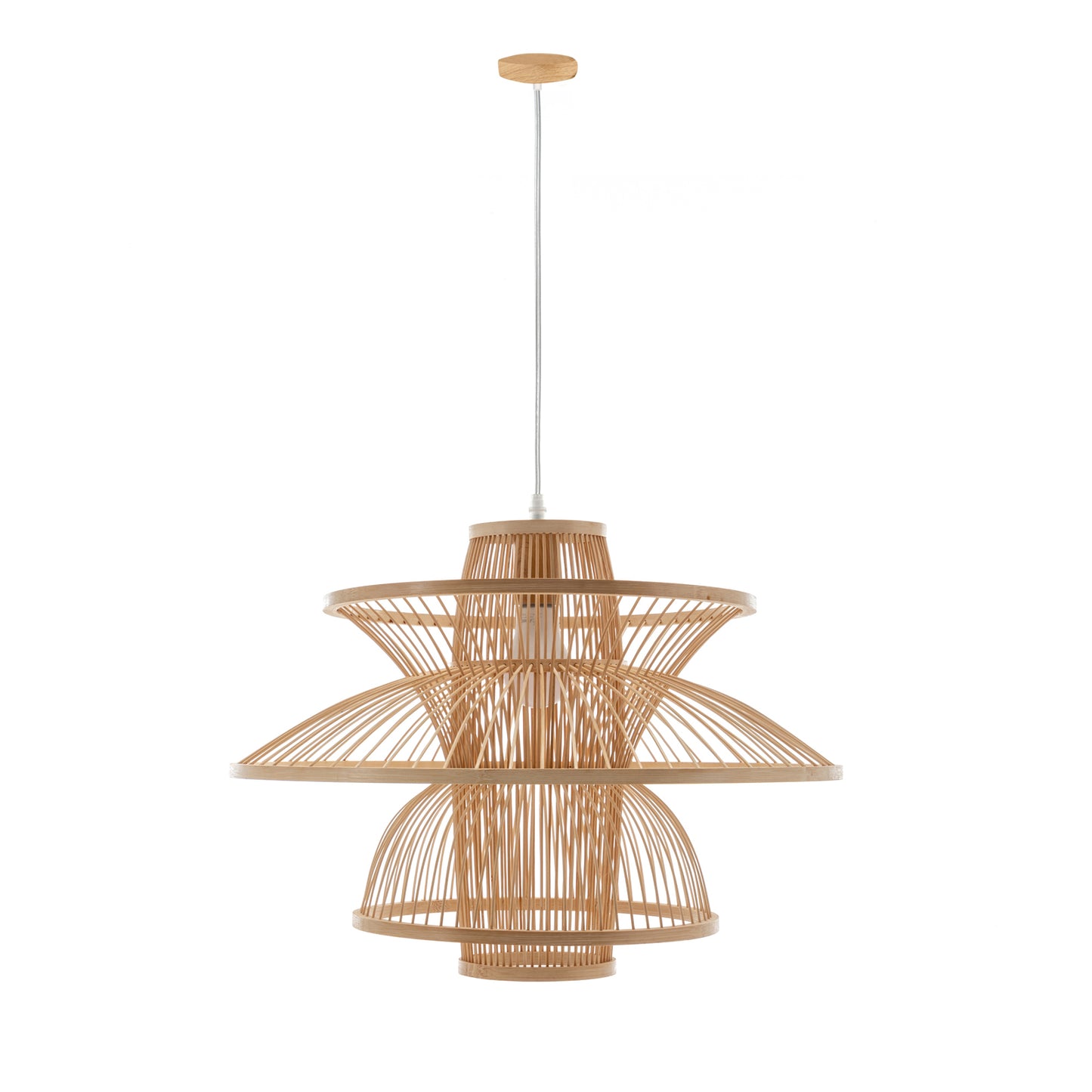 Aurora Natural Hand-Woven Bamboo 3-Layer Pendant Lamp Light - TRENDZ