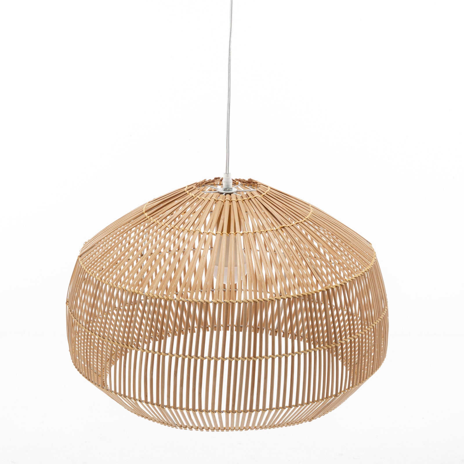 Solara Sphere Natural Hand-Woven Bamboo Cage Pendant Lamp Light - TRENDZ