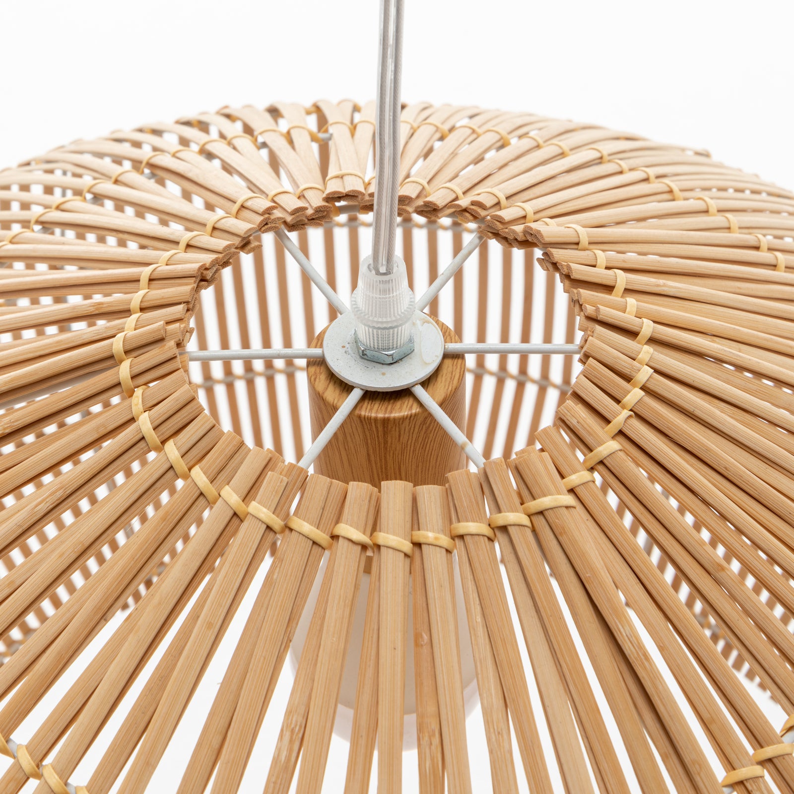 Solara Sphere Natural Hand-Woven Bamboo Cage Pendant Lamp Light - TRENDZ