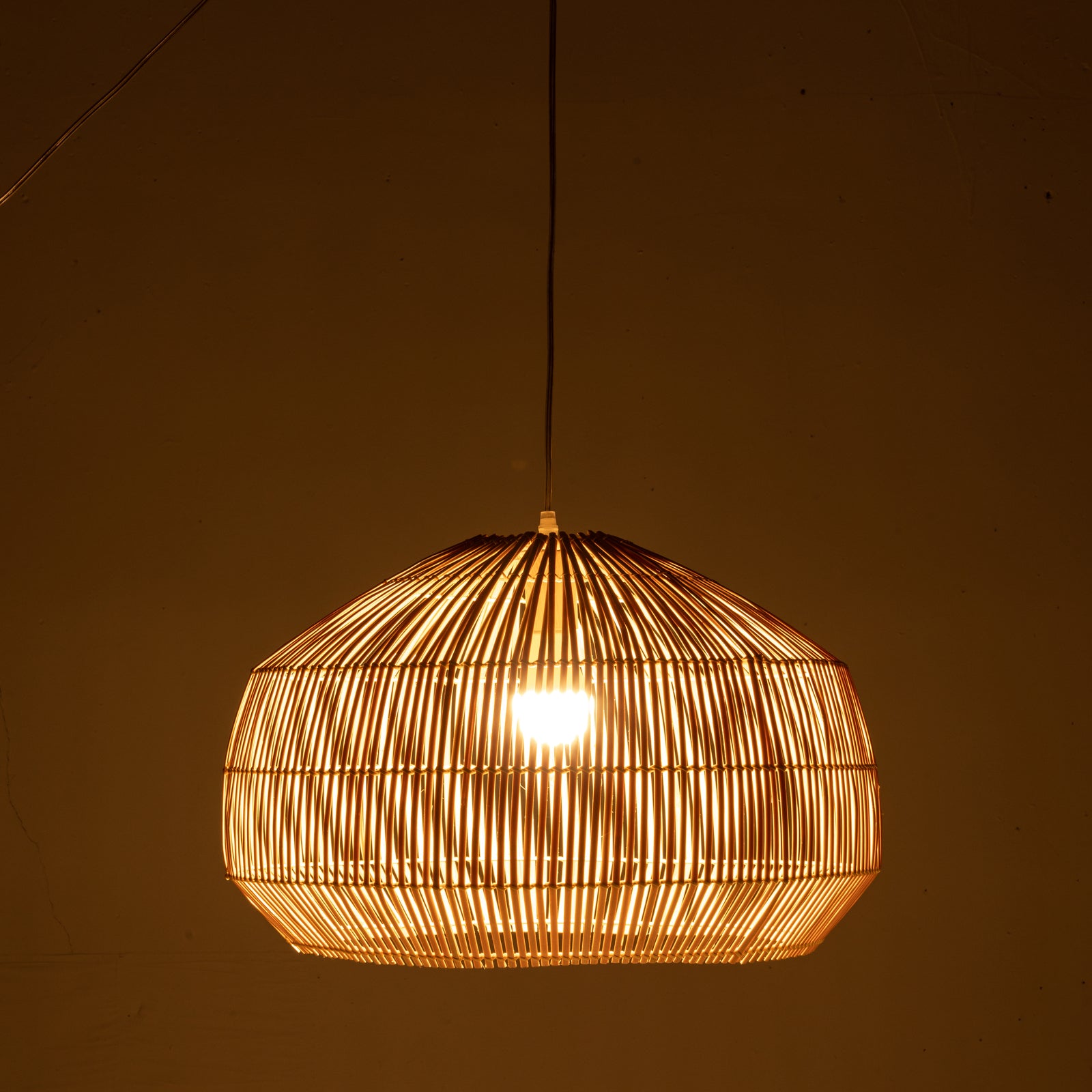 Solara Sphere Natural Hand-Woven Bamboo Cage Pendant Lamp Light - TRENDZ