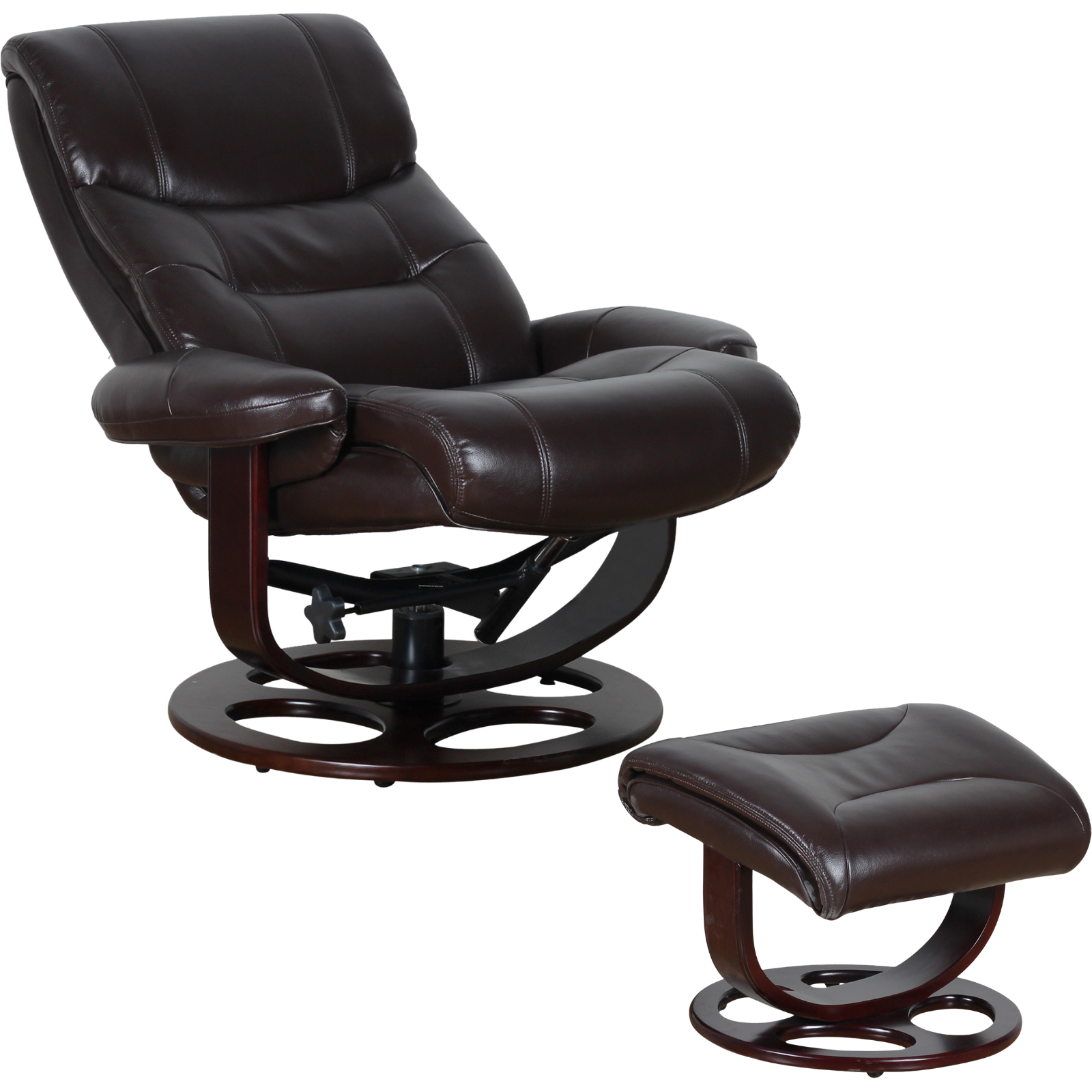 Julio Faux Leather Premium Reclining Lounge Arm Chair w/ Ottoman Swivel Sofa - TRENDZ