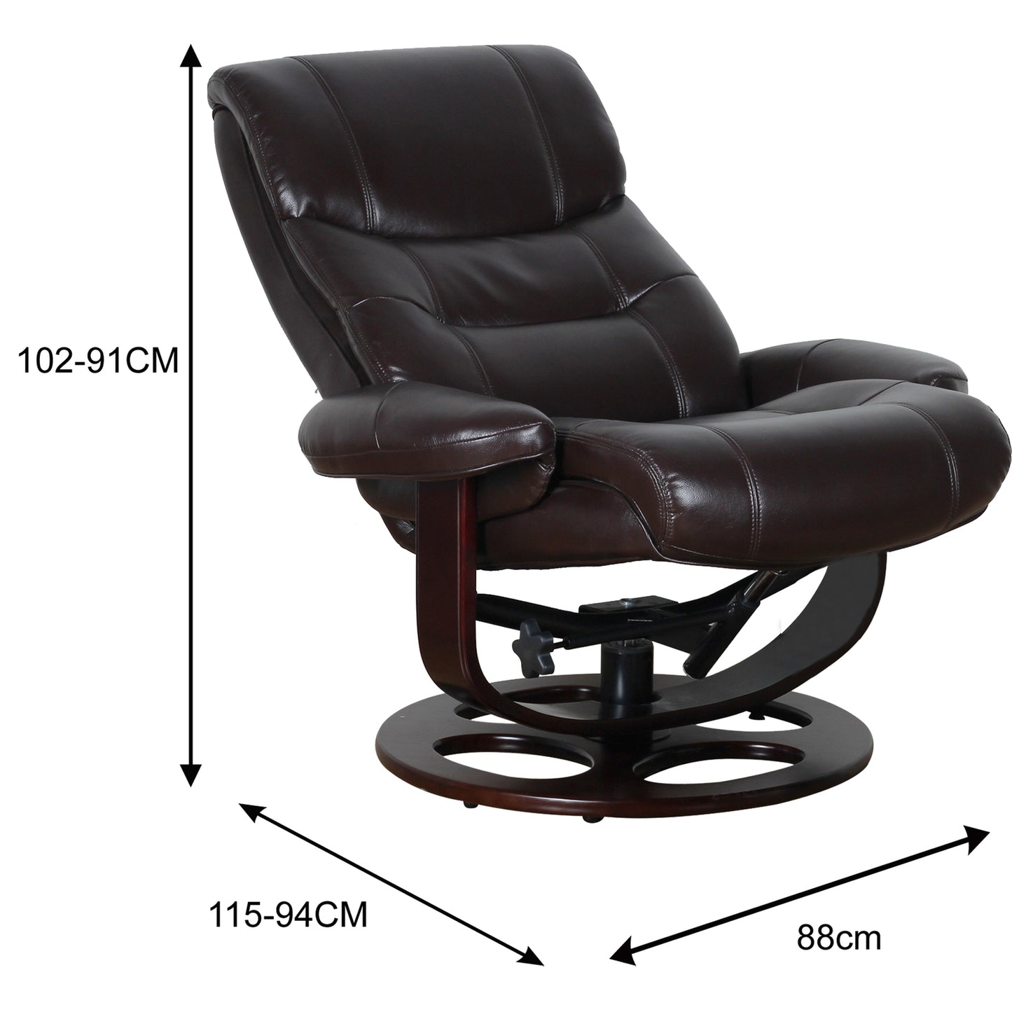 Julio Faux Leather Premium Reclining Lounge Arm Chair w/ Ottoman Swivel Sofa - TRENDZ