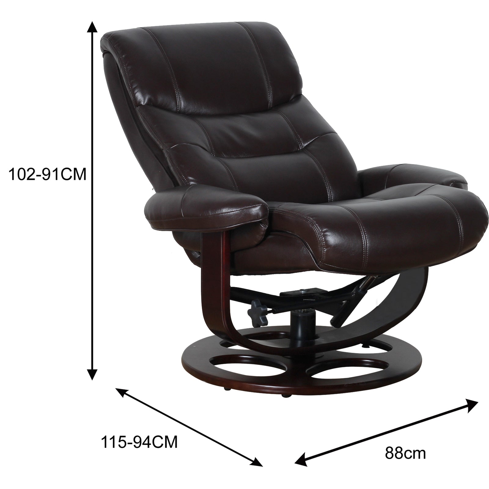 Julio Faux Leather Premium Reclining Lounge Arm Chair w/ Ottoman Swivel Sofa - TRENDZ
