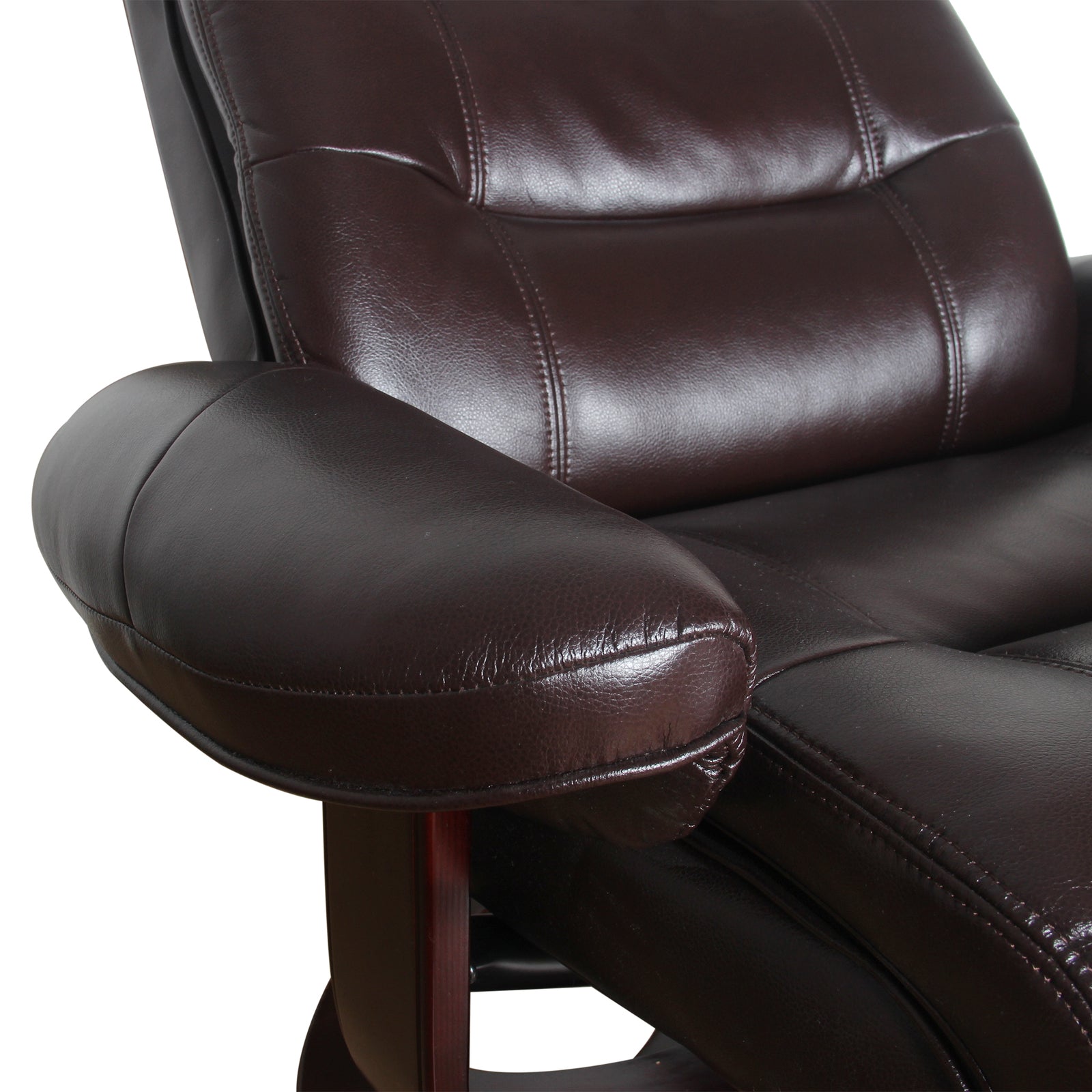 Julio Faux Leather Premium Reclining Lounge Arm Chair w/ Ottoman Swivel Sofa - TRENDZ