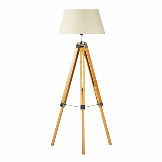 LARGE TRIPOD FLOOR LAMP Linen Shade Modern Light Bamboo Vintage Wooden Retro - TRENDZ
