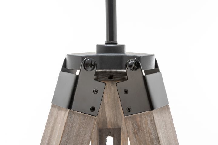 LARGE TRIPOD FLOOR LAMP Linen Shade Modern Light Retro Vintage Wooden - TRENDZ