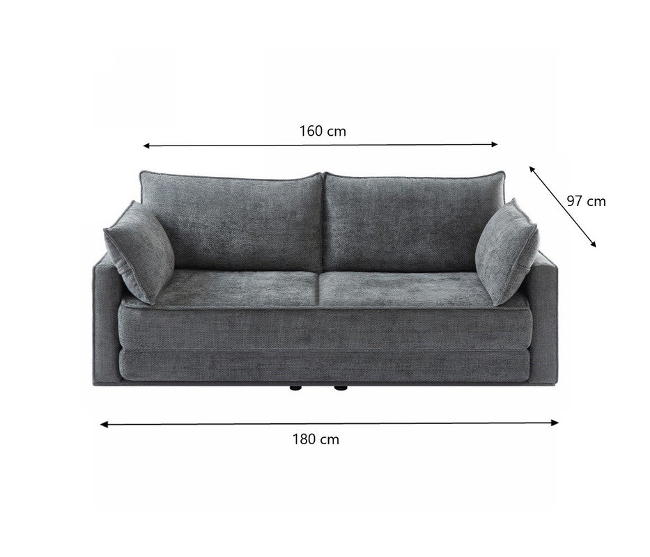 COMFY 3 Seater Sofa bed Queen Grey - TRENDZ