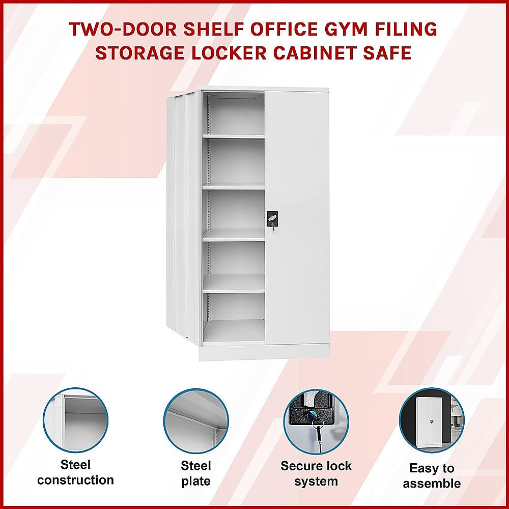 Two-Door Shelf Office Gym Filing Storage Locker Cabinet Safe - TRENDZ