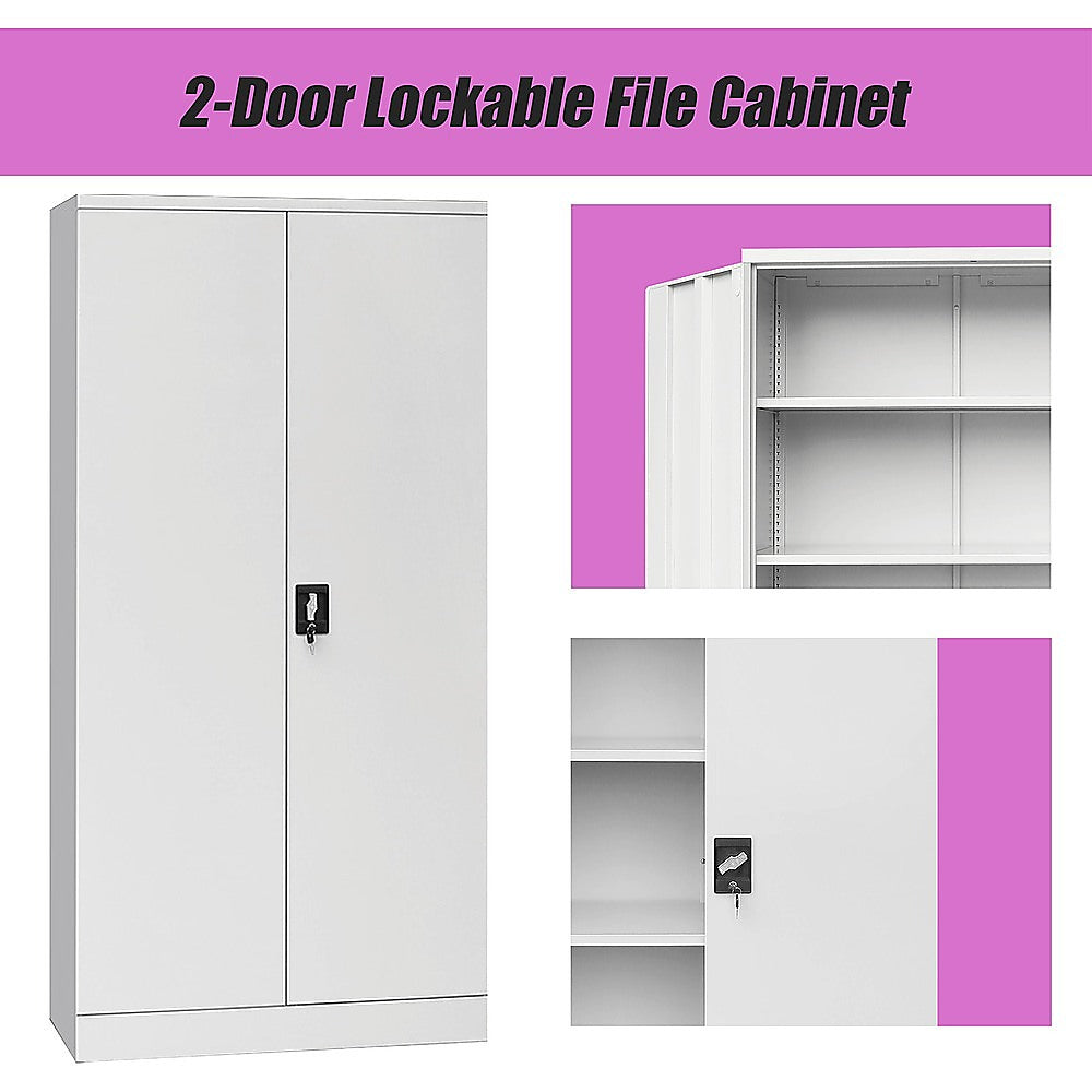 Two-Door Shelf Office Gym Filing Storage Locker Cabinet Safe - TRENDZ