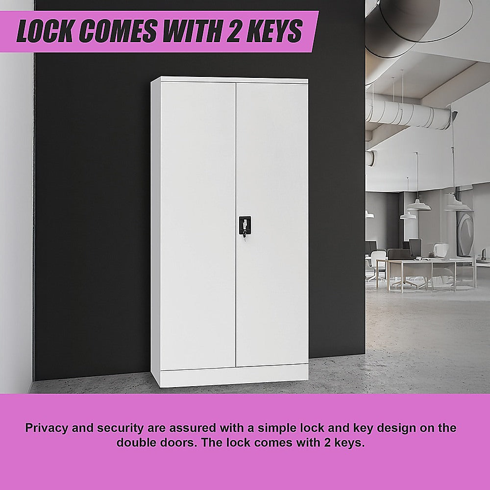 Two-Door Shelf Office Gym Filing Storage Locker Cabinet Safe - TRENDZ