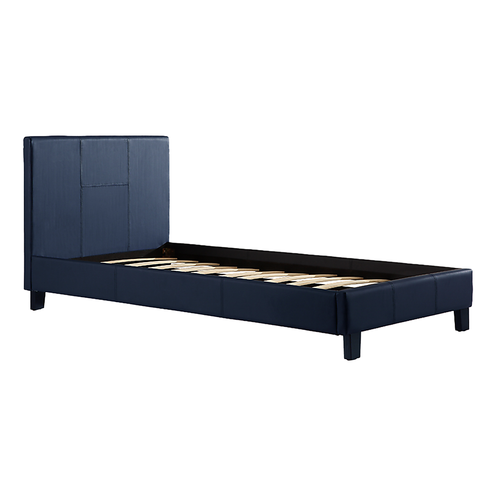 Single PU Leather Bed Frame Blue - TRENDZ