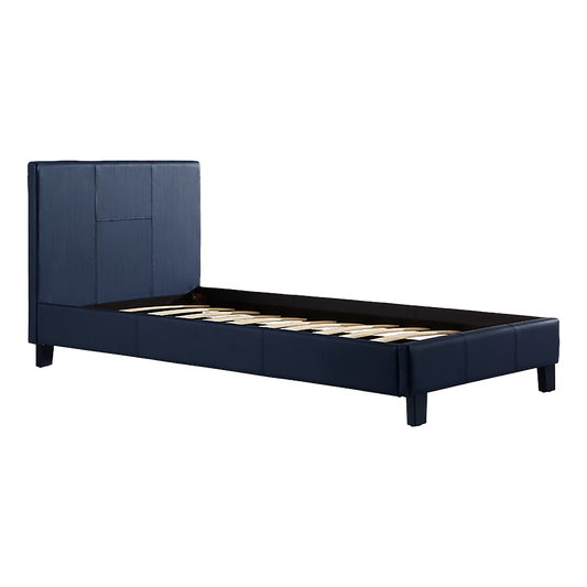 Single PU Leather Bed Frame Blue - TRENDZ