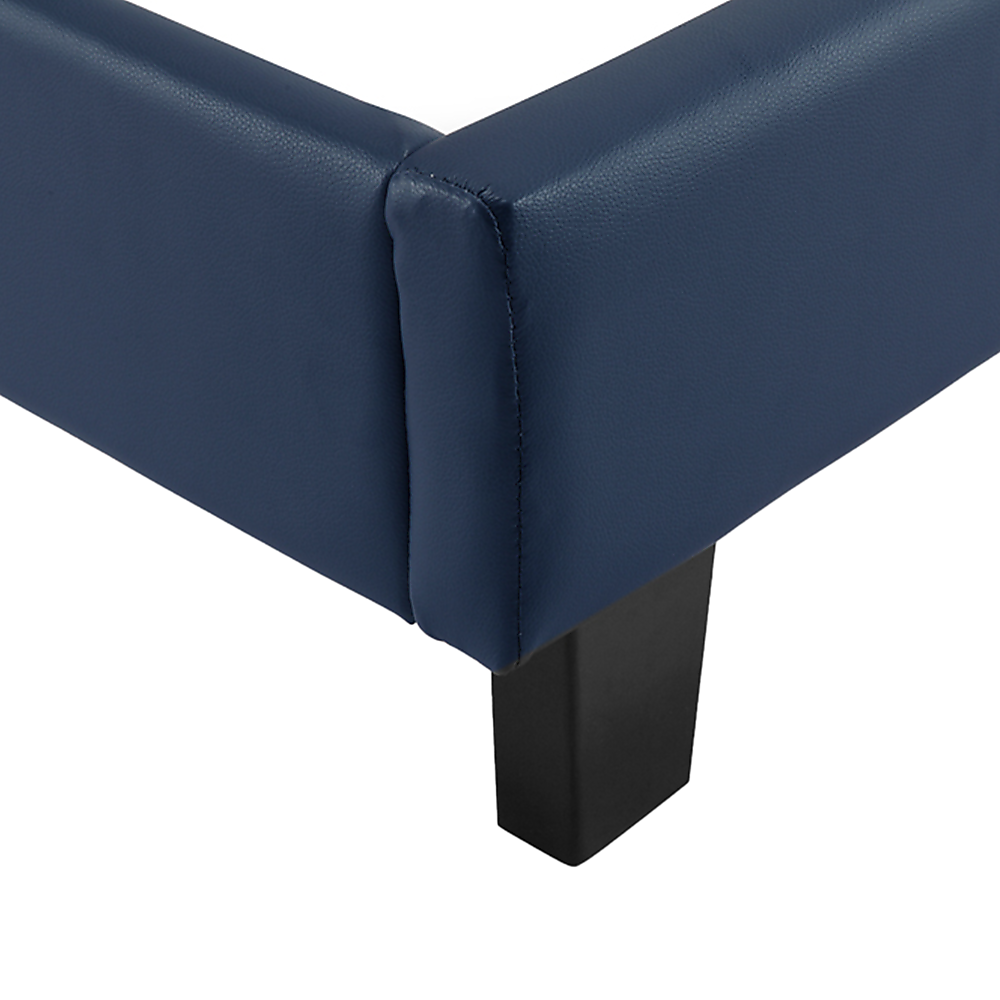 Single PU Leather Bed Frame Blue - TRENDZ