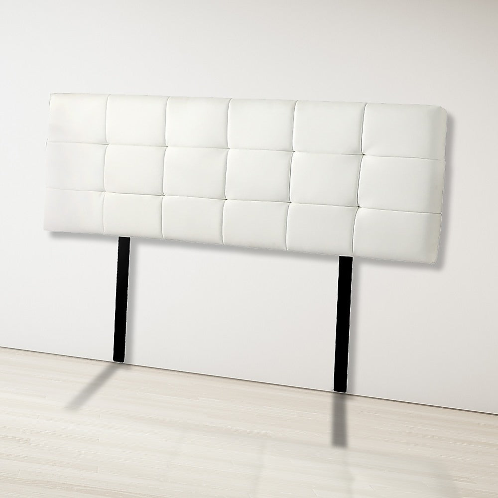 PU Leather King Bed Deluxe Headboard Bedhead - White - TRENDZ