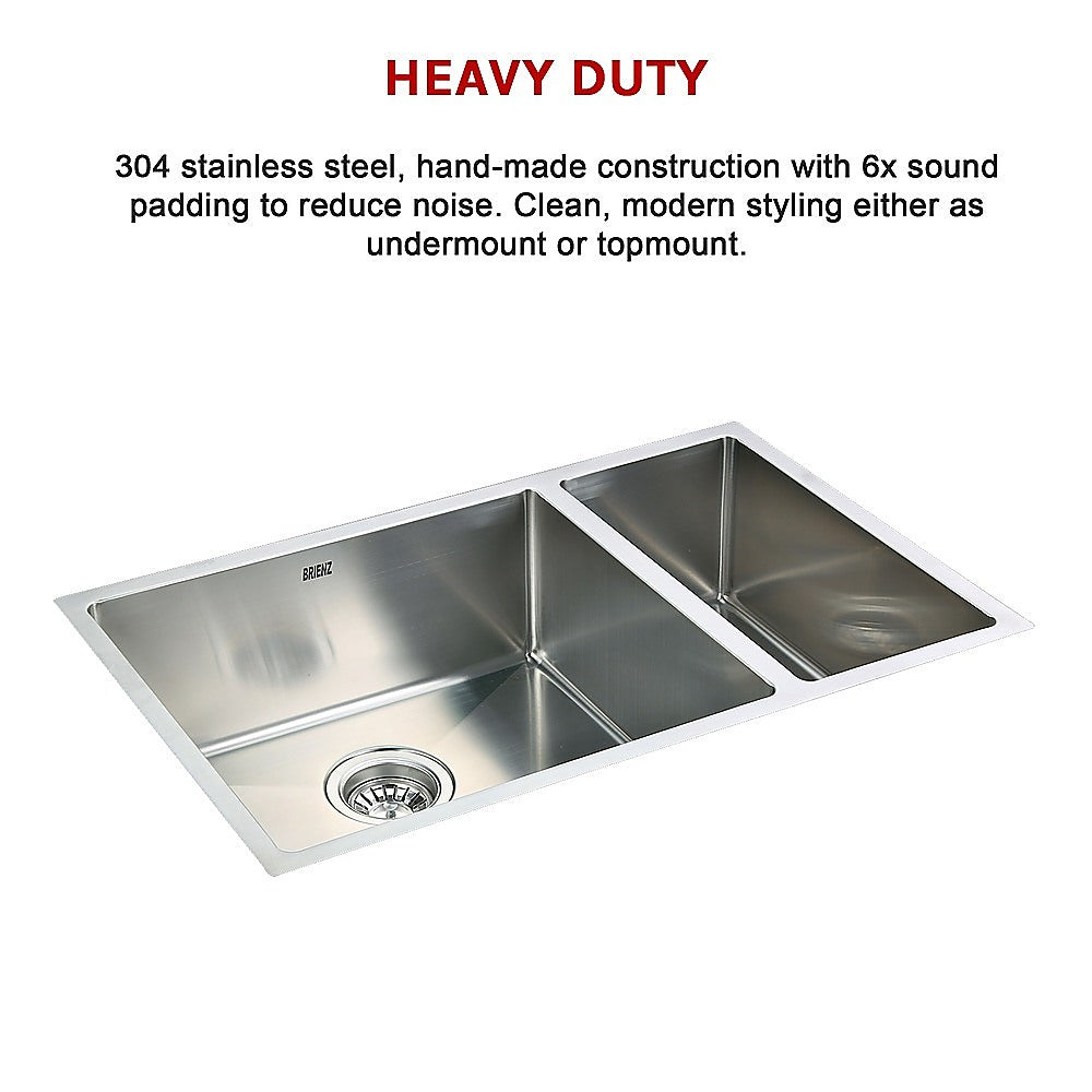 715x440mm Handmade Stainless Steel Undermount / Topmount Kitchen Sink with Waste - TRENDZ