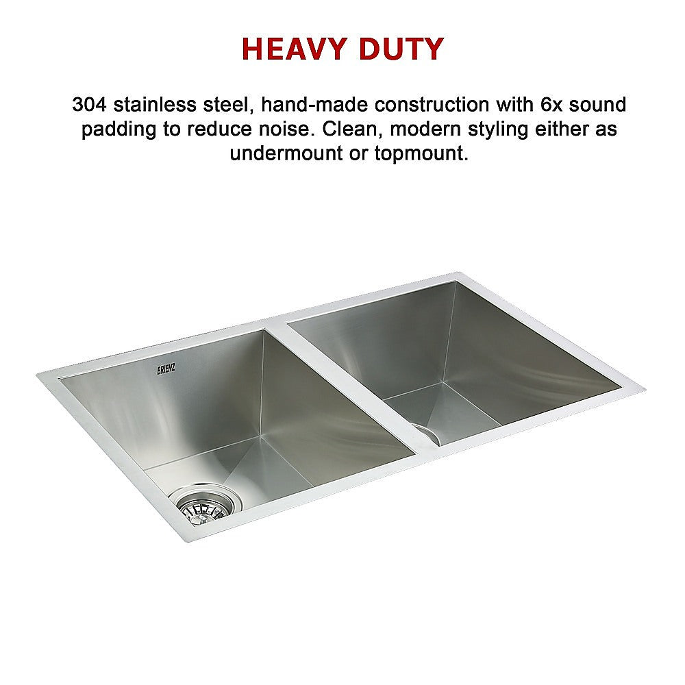 770x450mm Handmade Stainless Steel Undermount / Topmount Kitchen Sink with Waste - TRENDZ