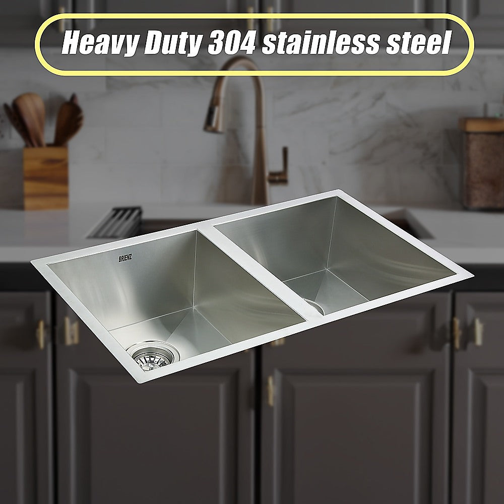 770x450mm Handmade Stainless Steel Undermount / Topmount Kitchen Sink with Waste - TRENDZ