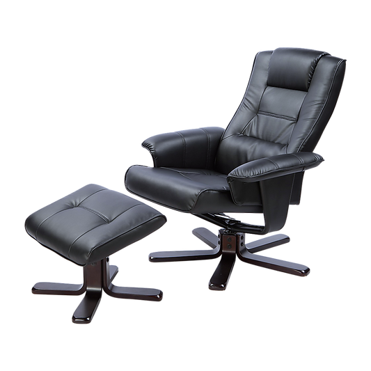 PU Leather Massage Chair Recliner Ottoman Lounge Remote - TRENDZ