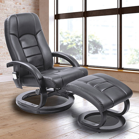 PU Leather Massage Chair Recliner Ottoman Lounge Remote - TRENDZ
