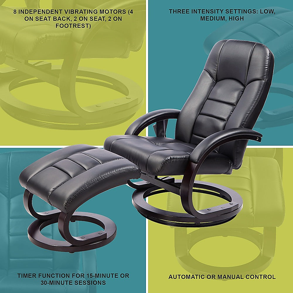 PU Leather Massage Chair Recliner Ottoman Lounge Remote - TRENDZ