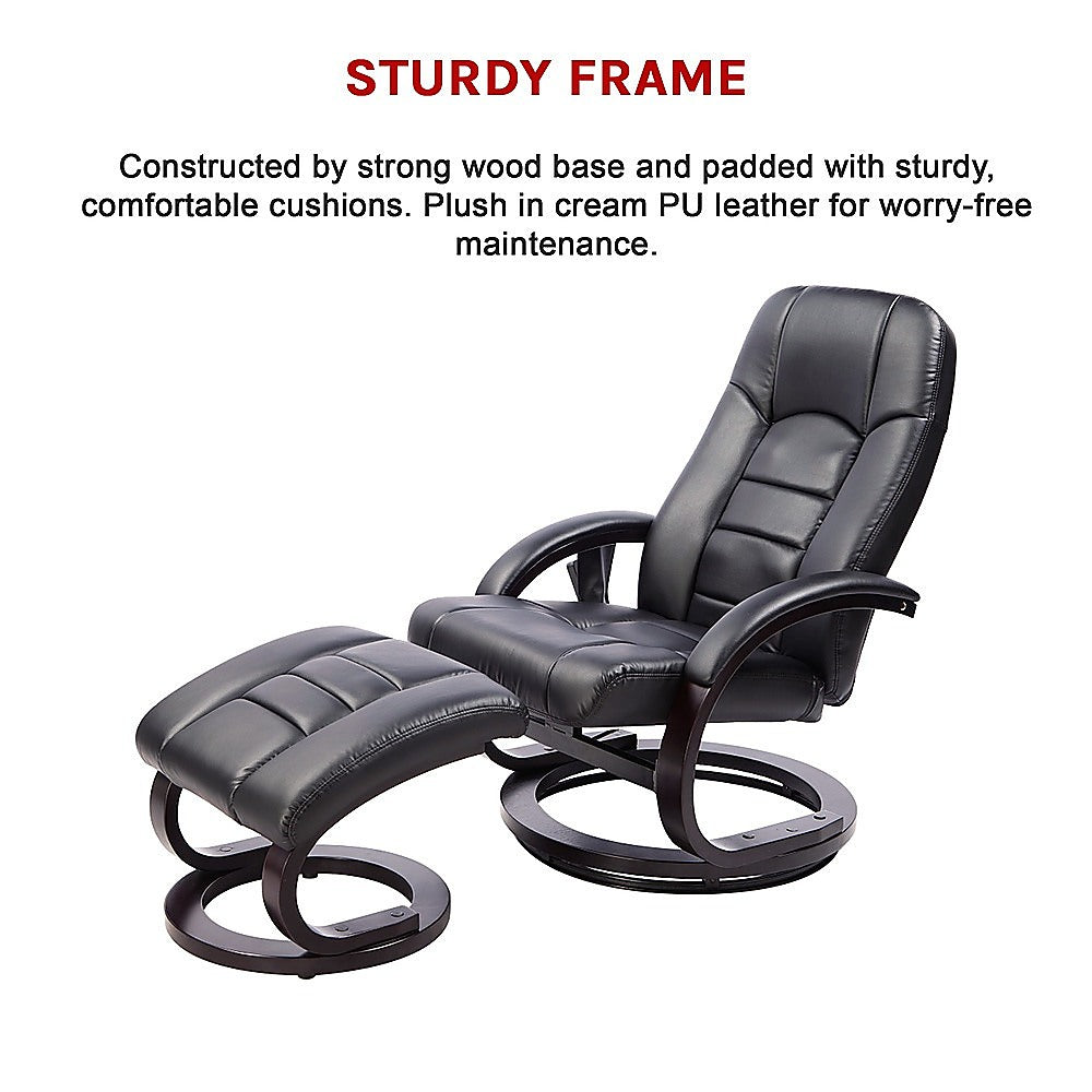 PU Leather Massage Chair Recliner Ottoman Lounge Remote - TRENDZ