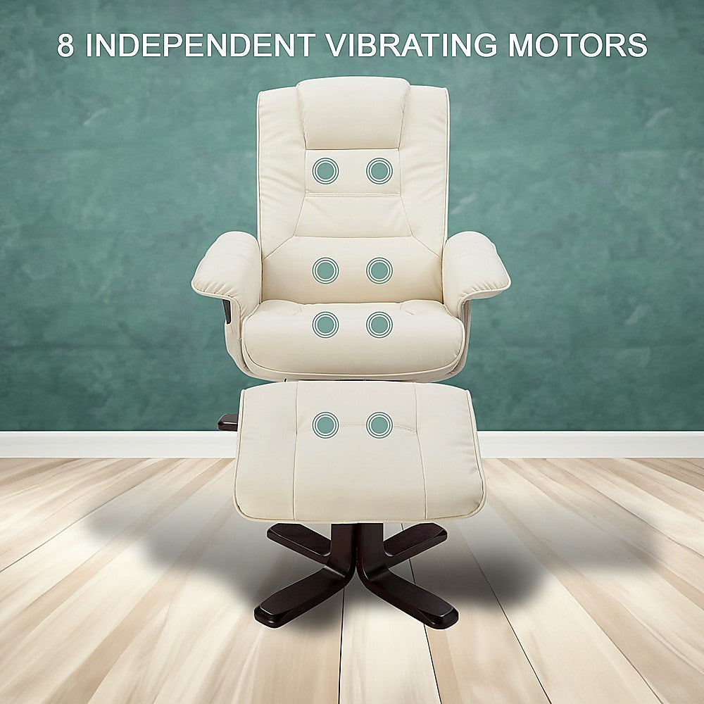 PU Leather Massage Chair Recliner Ottoman Lounge Remote - TRENDZ