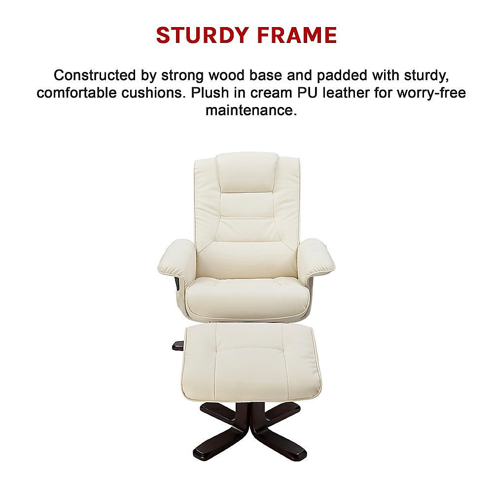 PU Leather Massage Chair Recliner Ottoman Lounge Remote - TRENDZ