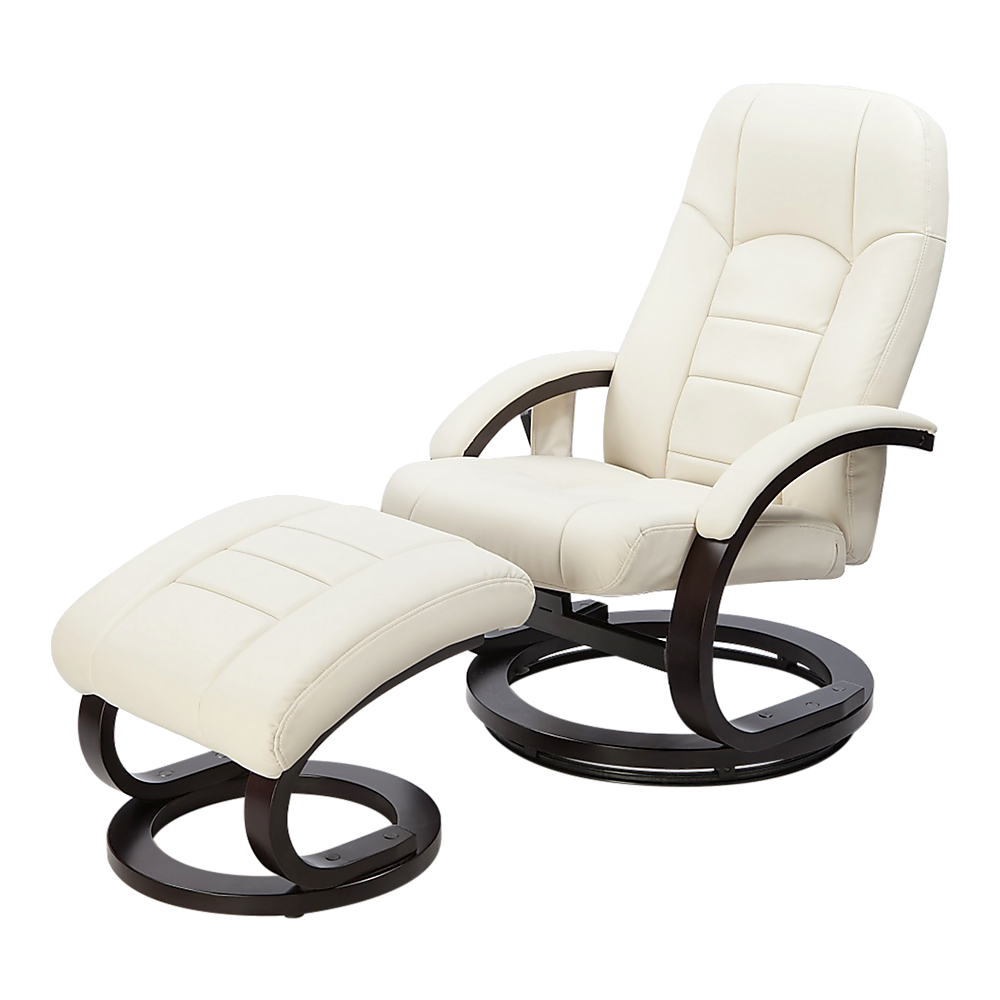 PU Leather Deluxe Massage Chair Recliner Ottoman Lounge Remote - TRENDZ