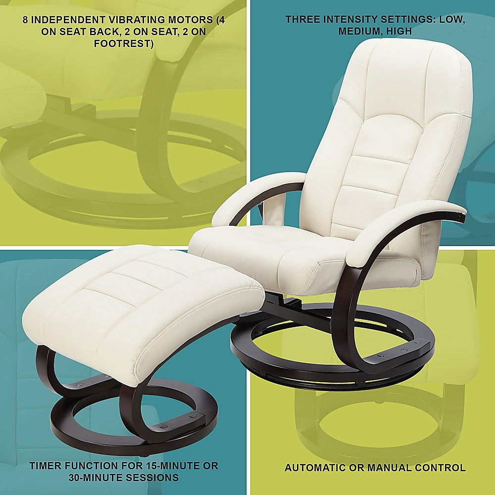 PU Leather Deluxe Massage Chair Recliner Ottoman Lounge Remote - TRENDZ